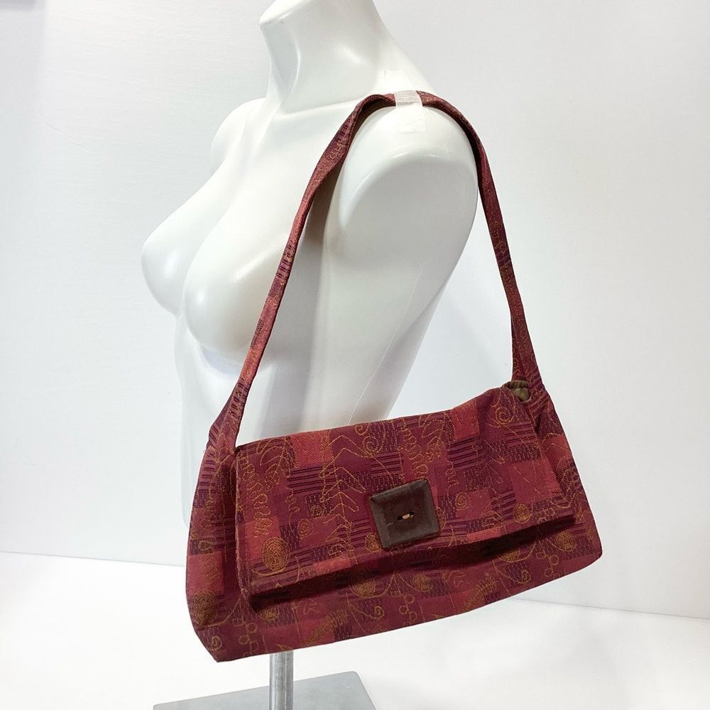 Vintage Dana Herbert Baguette Shoulder Bag Burgundy Jacquard Y2K 90’s Purse